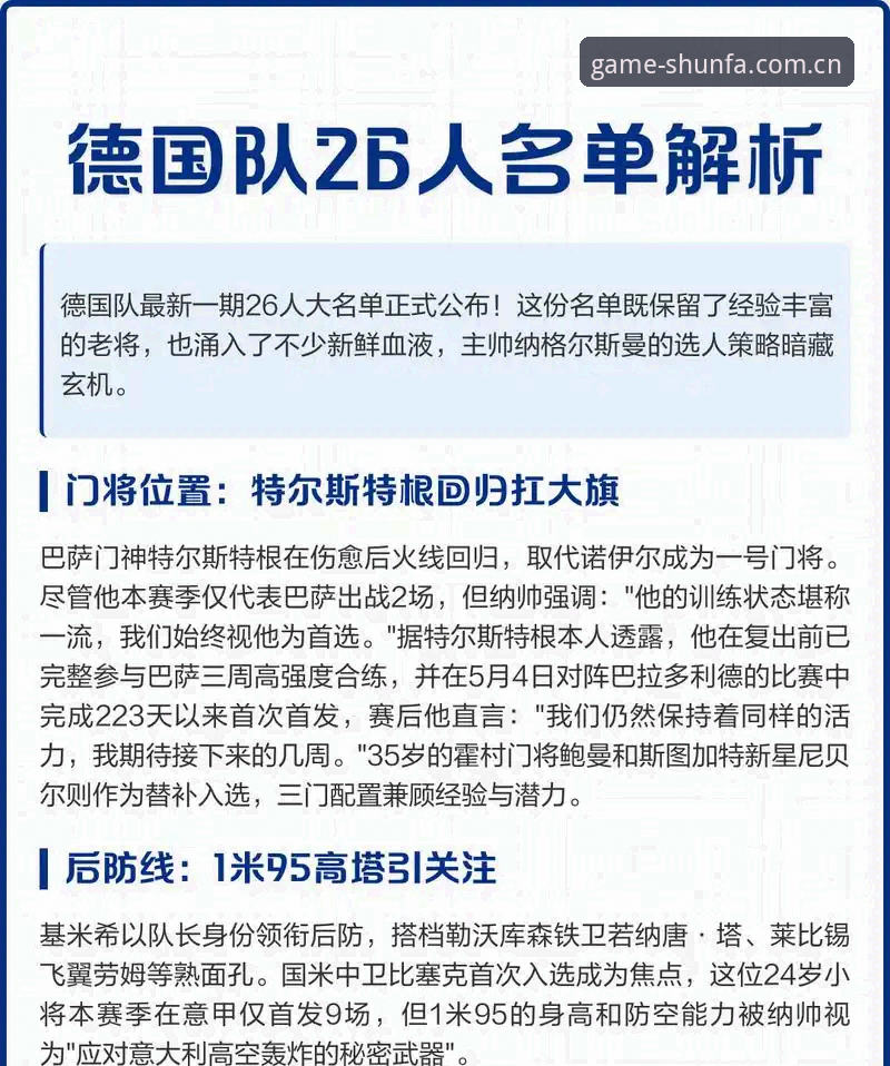 顺发靠谱吗怎么样 德国队26人大名单深度解析:诺伊尔回归与卡尔崛起,顺发体育平台观赛实用指南
